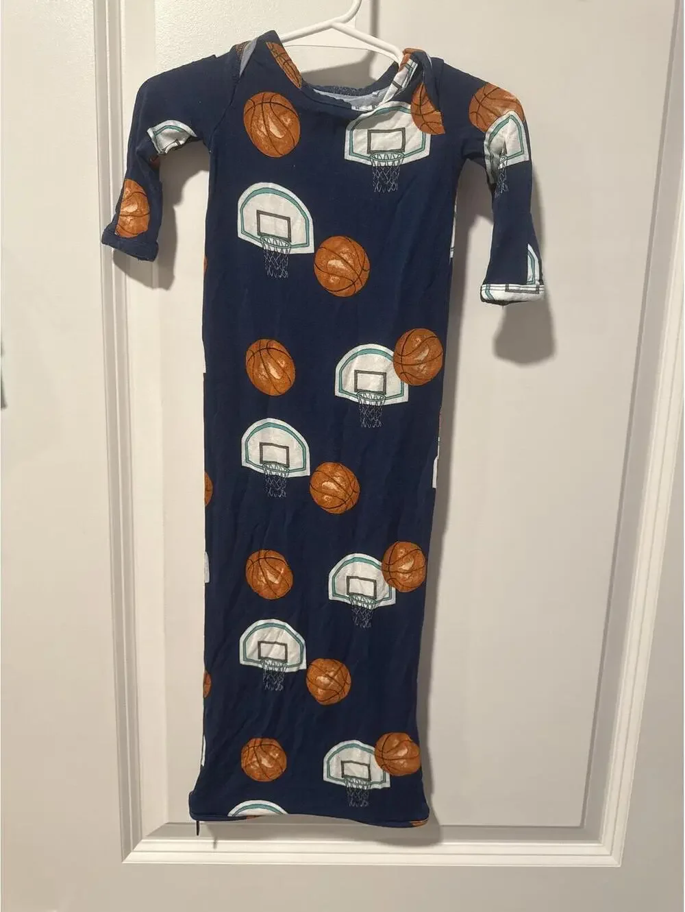 Posh Peanut Navy Basketball Print Baby Sleeper Gown 0-3 Months